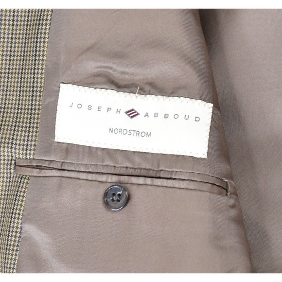 Joseph Abboud Blazer Men's 44L Brown Houndstooth 100% Wool Sport Coat Jacket - Picture 2 of 11